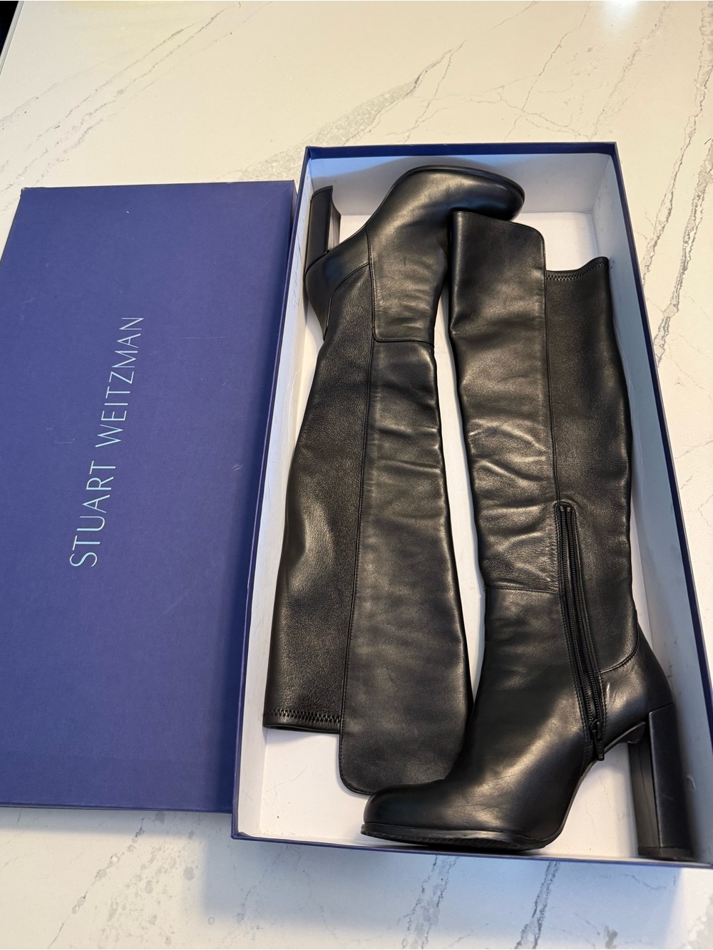 Stuart Weitzman Black Leather Knee-High Boots
